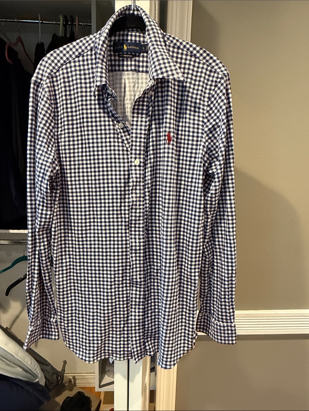 Ralph Lauren Navy and White casual knit  Long-Sleeve Button-Down Shirt